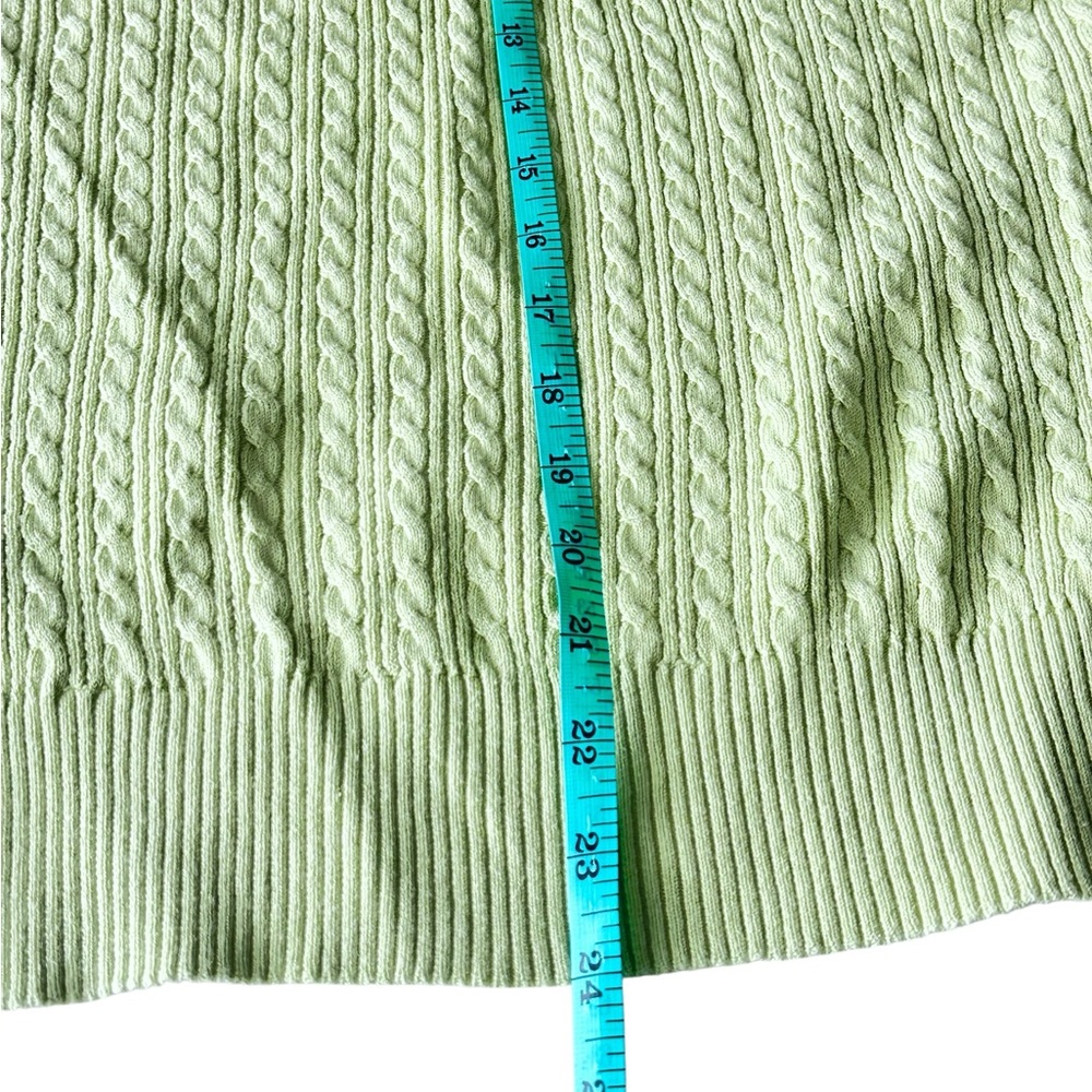 Light Green V-Neck Ribbed Knit Sweater - Picture 3 of 4